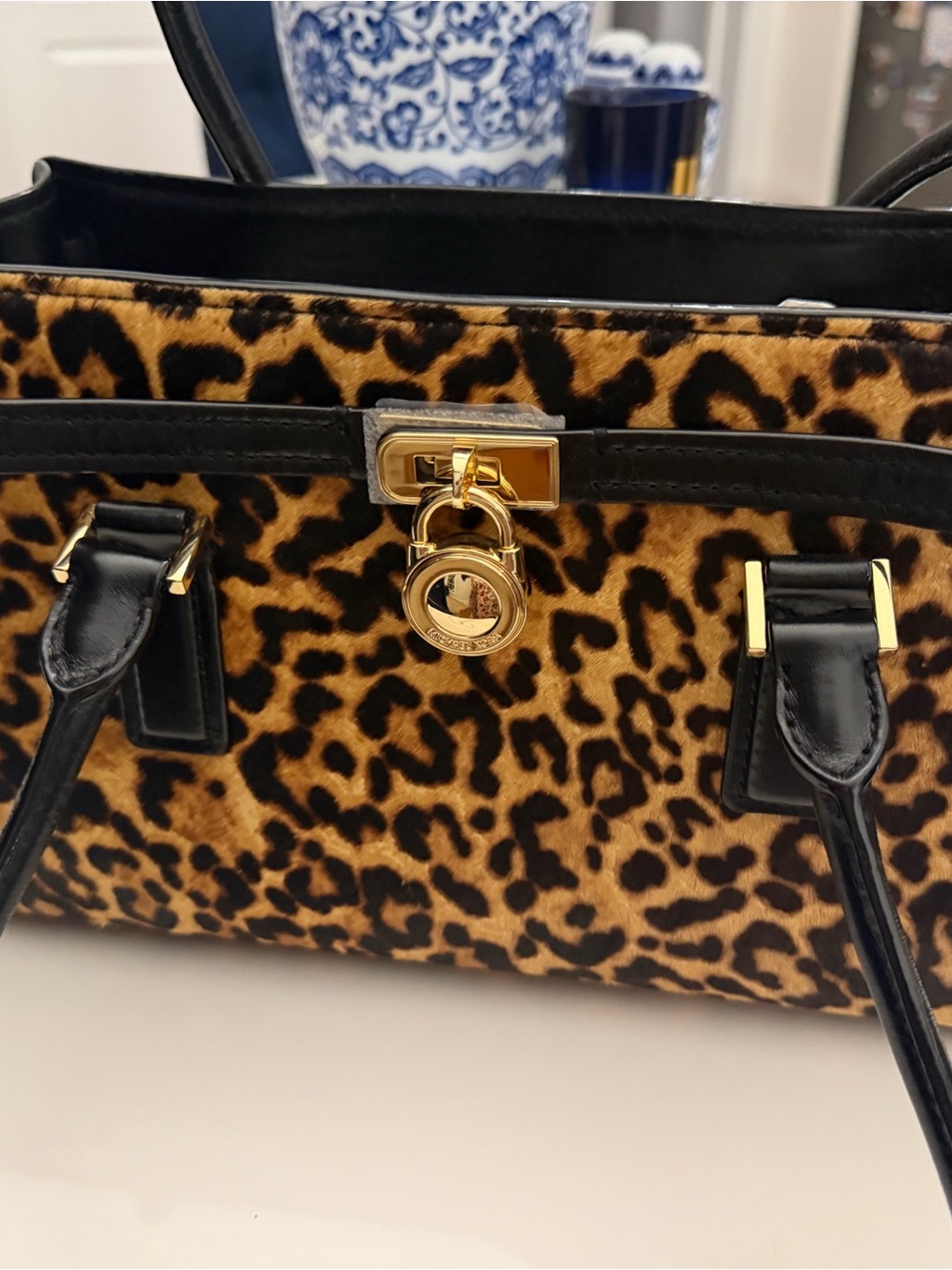 Michael Kors Black & Brown Leopard Print Shoulder Bag - Picture 6 of 11